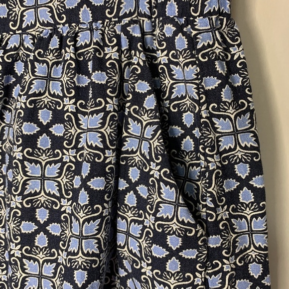 Ann Taylor Loft Outlet Skirt Size Medium Linen Blend Blue Floral Spring Beach - Picture 3 of 7